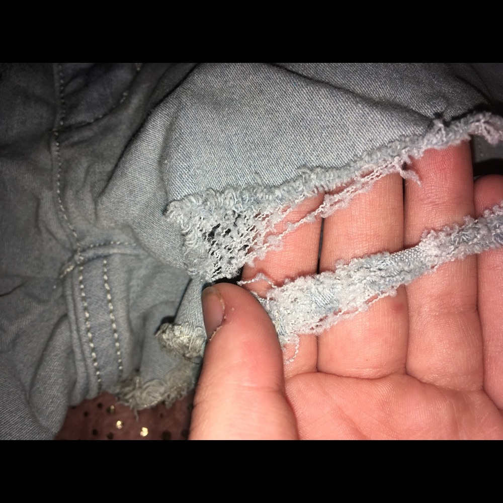 Distressed jean shorts